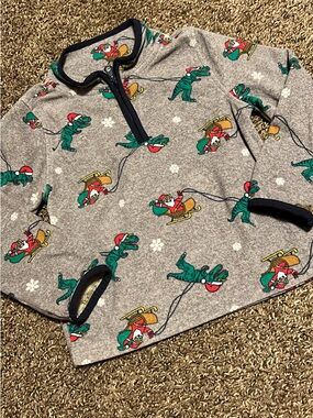 Kids Gray Holiday Dino Half-Zip Pullover